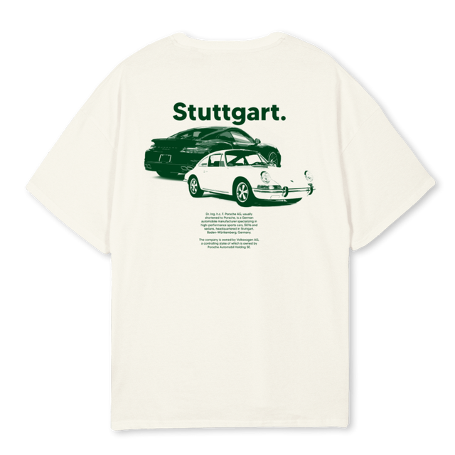 GREENPORSCHE Cream Oversized Tee.