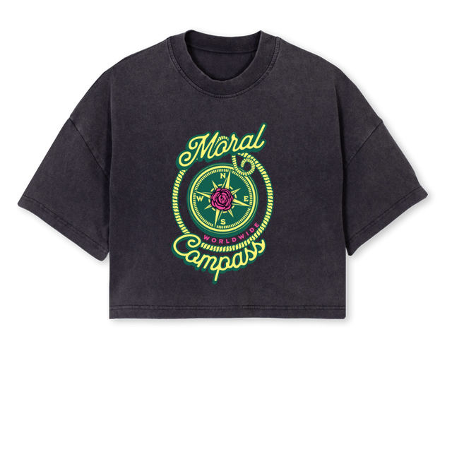 MCSAILCROP Vintage Black Cropped Oversized Tee.