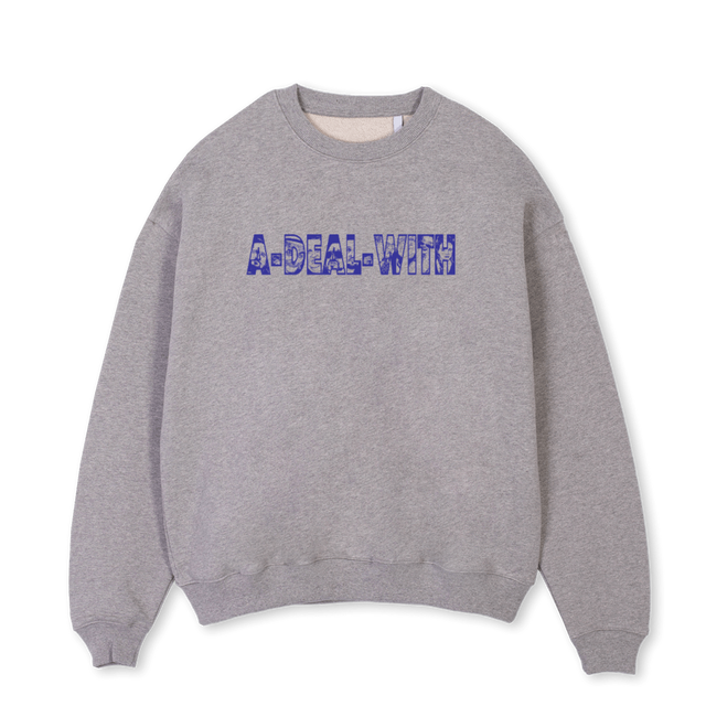 ADWDUDEROYAL Grey Marl Oversized Crewneck Sweater.