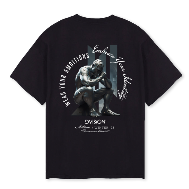 THINKERTEE Black Oversized Tee.