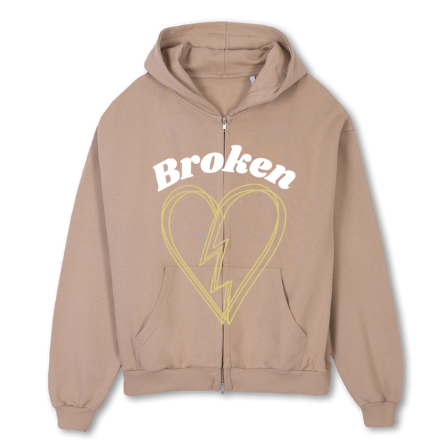 BROKENNV Croissant Oversized Zipped Hoodie.