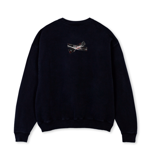 REDBLUE Black Oversized Crewneck Sweater.