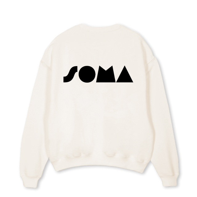 SOMASWEATONE Vintage White Oversized Crewneck Sweater.