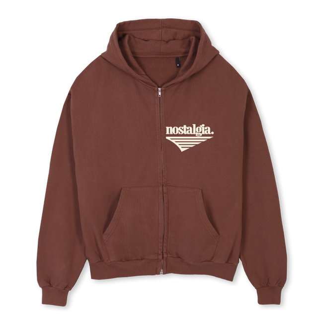 BROWNZIPUPRIVEN Vintage Brown Oversized Zipped Hoodie.