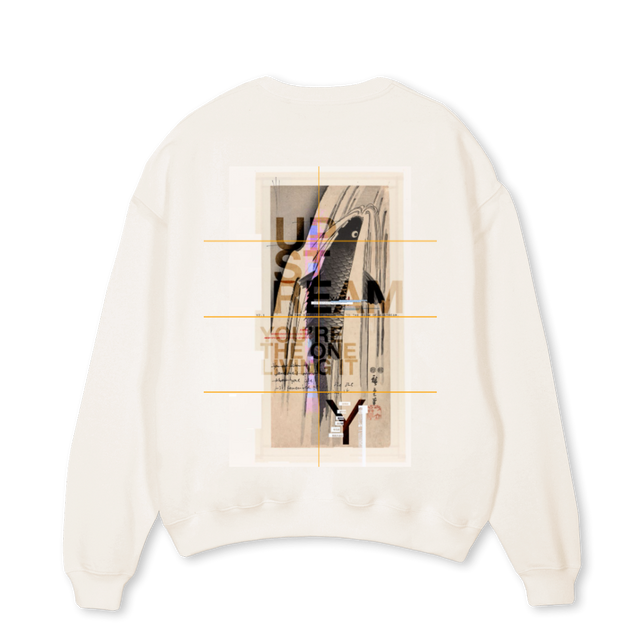UPSTREAM Vintage White Oversized Crewneck Sweater.