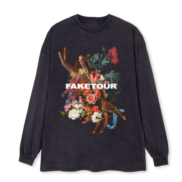 HANDSLONGSLEEVE Vintage Black Oversized LS Tee.