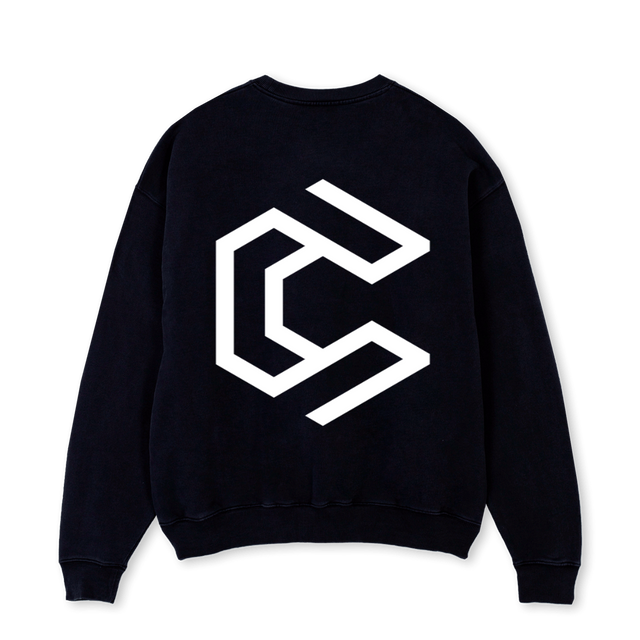 BOEBOE Black Oversized Crewneck Sweater.