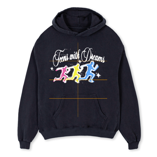 TEENSWITHDREAMHOODIE Vintage Black Oversized Hoodie.