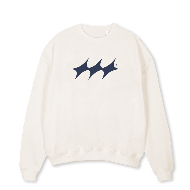 BLUETEXT Vintage White Oversized Crewneck Sweater.