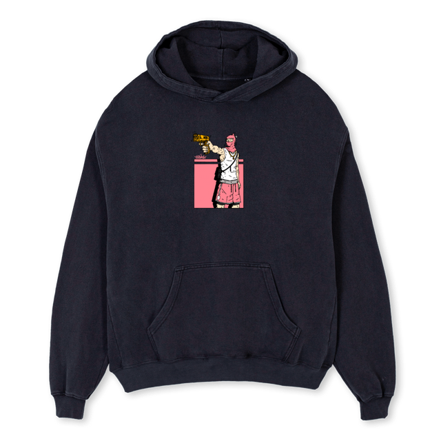 VINTAGEBGUNMAN Vintage Black Oversized Hoodie.