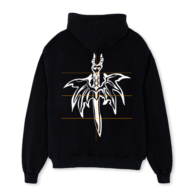 DIXNWRHOODIEONE Black Oversized Zipped Hoodie.