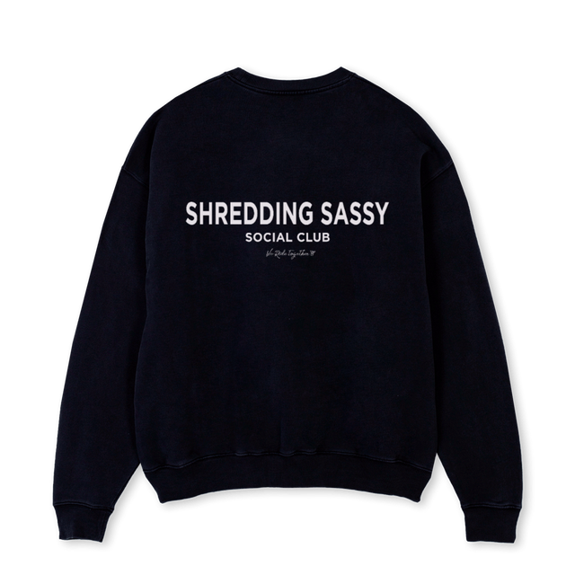 SSSCESSENTIALSBCREW Black Oversized Crewneck Sweater.