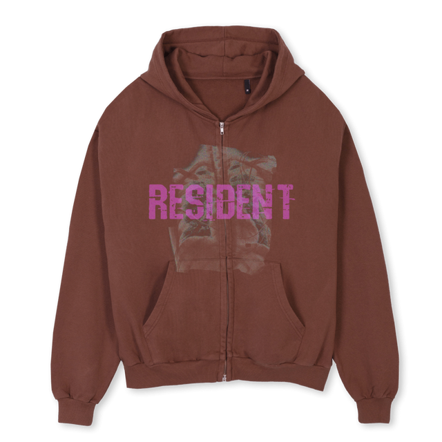 XR Vintage Brown Oversized Zipped Hoodie.