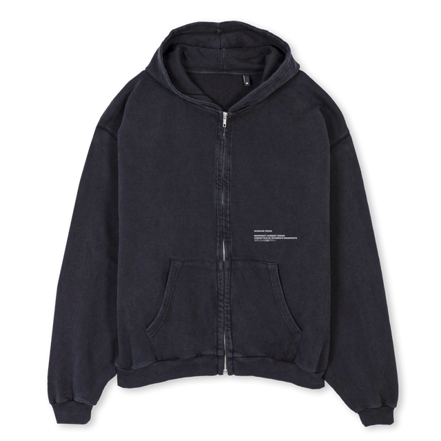 MOLOGO Vintage Black Oversized Zipped Hoodie.