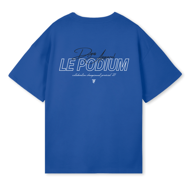 PODIUMXDYOSBLEU Cobalt Blue Oversized Tee.