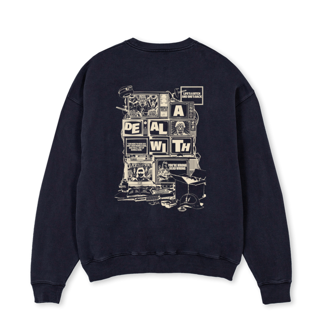ADWLIVE Vintage Black Oversized Crewneck Sweater.