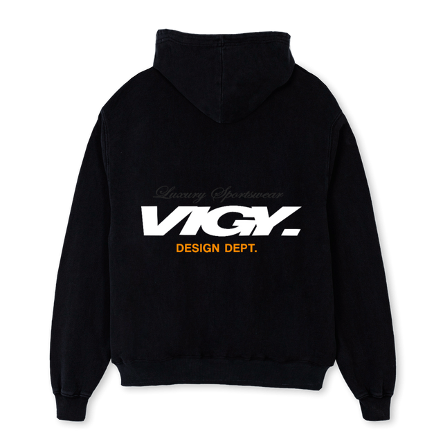 GARAGEBZIP Black Oversized Zipped Hoodie.
