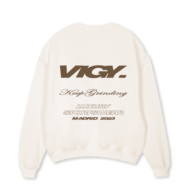 KGVWCREW Vintage White Oversized Crewneck Sweater.