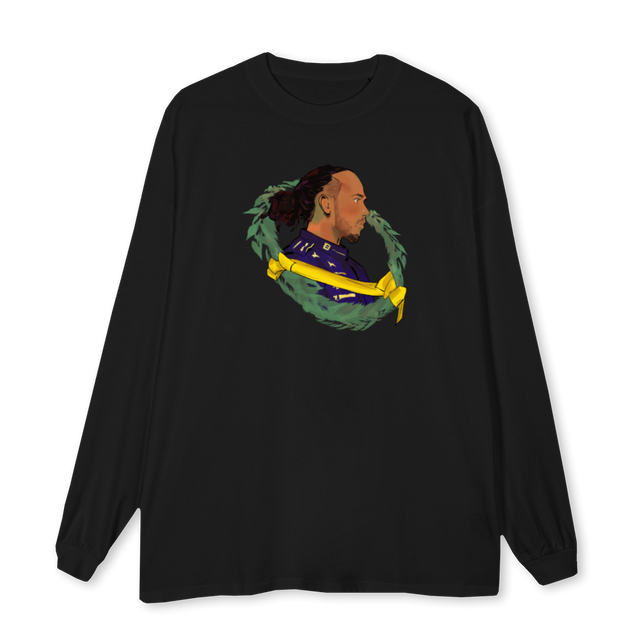LEWISCREWNECKBLACK Black Oversized LS Tee.