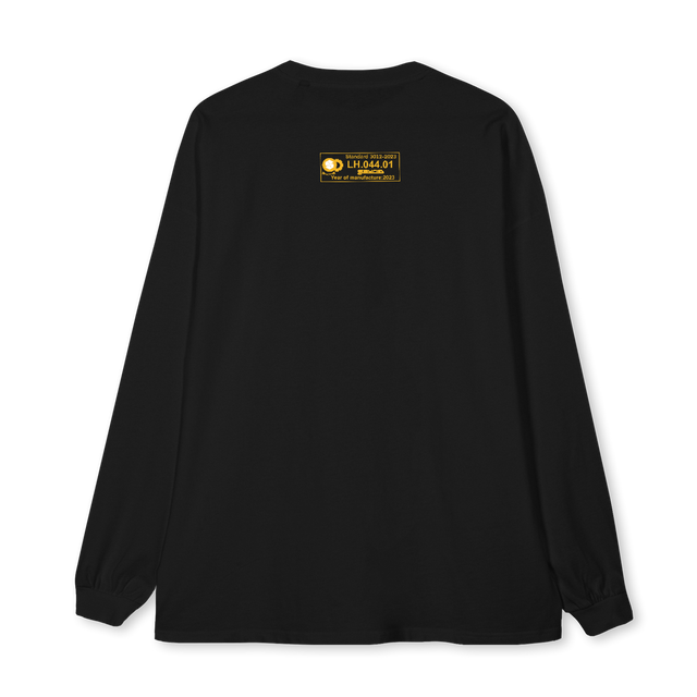 LEWISCREWNECKBLACK Black Oversized LS Tee.