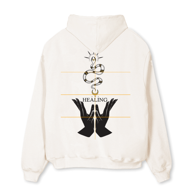 HEALING Vintage White Oversized Hoodie.