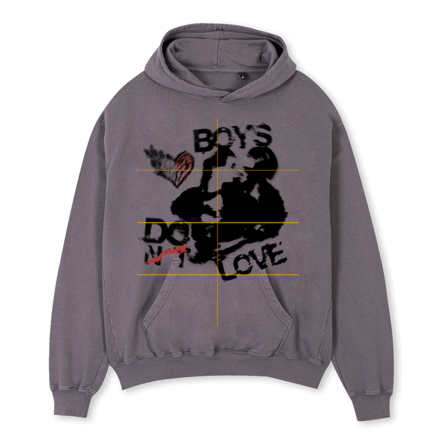 BOYSDOLOVE Pigment Grey Oversized Hoodie.