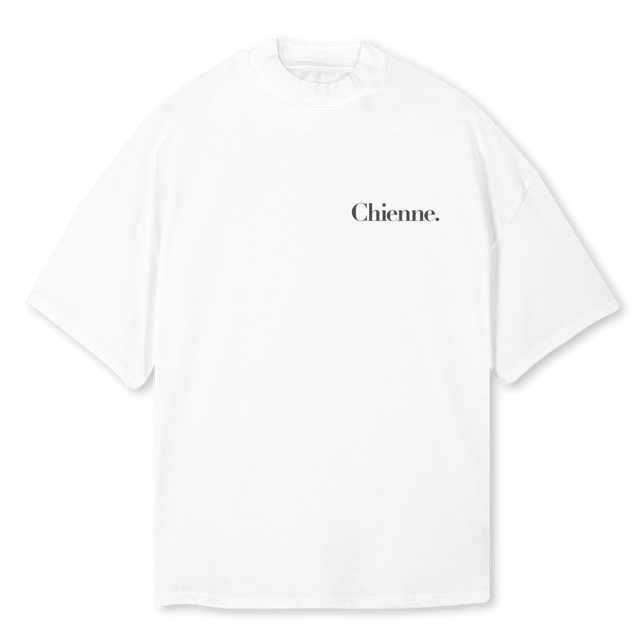 DOREWORLDMOCKNECK White Oversized Mock Neck Tee.