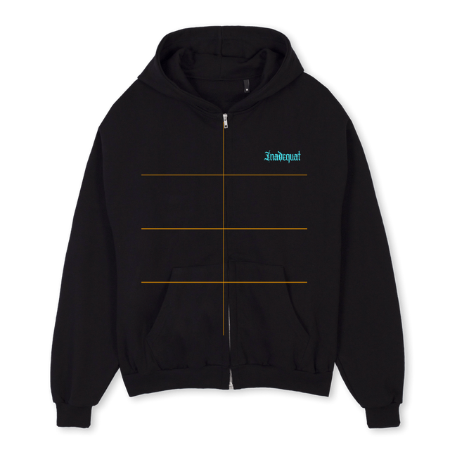 NTFRTWOHOO Black Oversized Zipped Hoodie.
