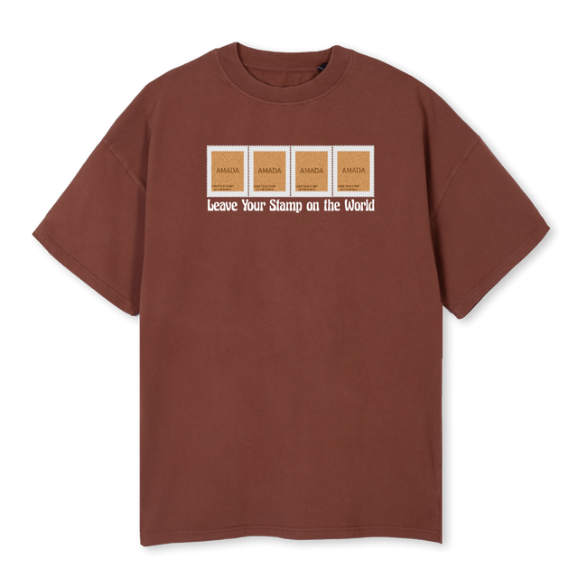 STAMPANDSLOG Vintage Brown Oversized Tee.