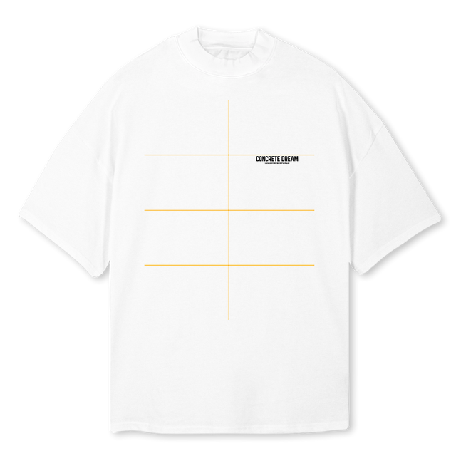 WSMI White Oversized Mock Neck Tee.