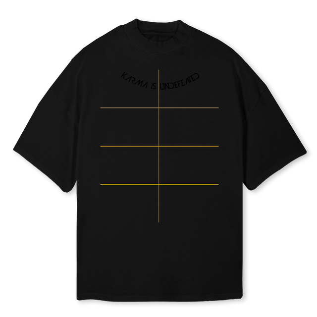 MOCKMURDERED Black Oversized Mock Neck Tee.