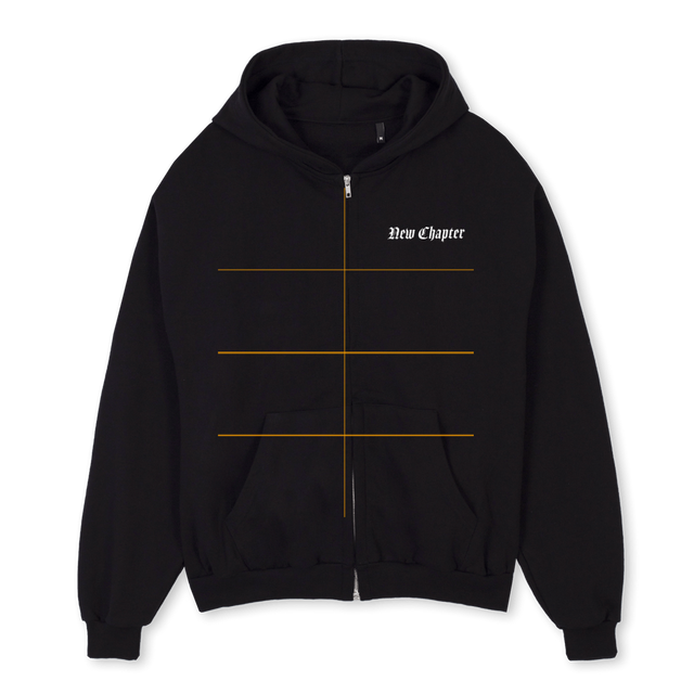 NCSWEATMONK Black Oversized Zipped Hoodie.