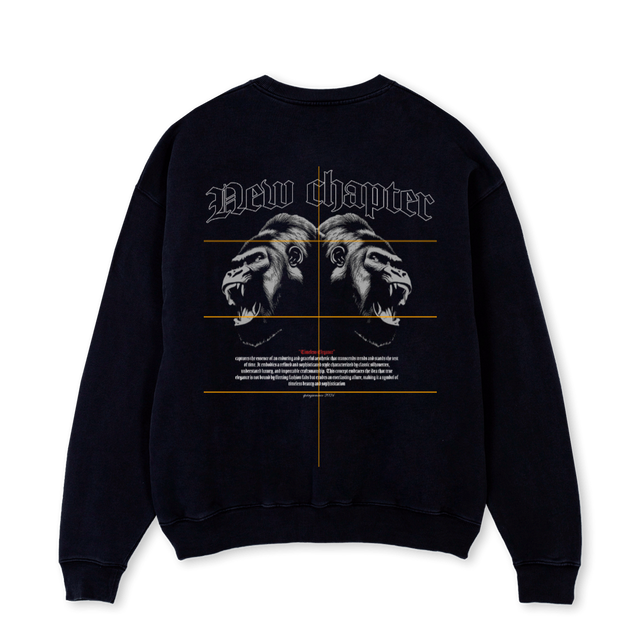 NCMONK Black Oversized Crewneck Sweater.