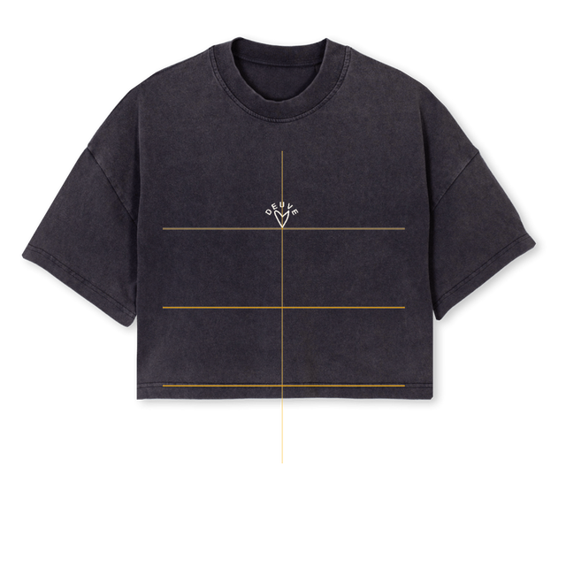 BASICCROP Vintage Black Cropped Oversized Tee.