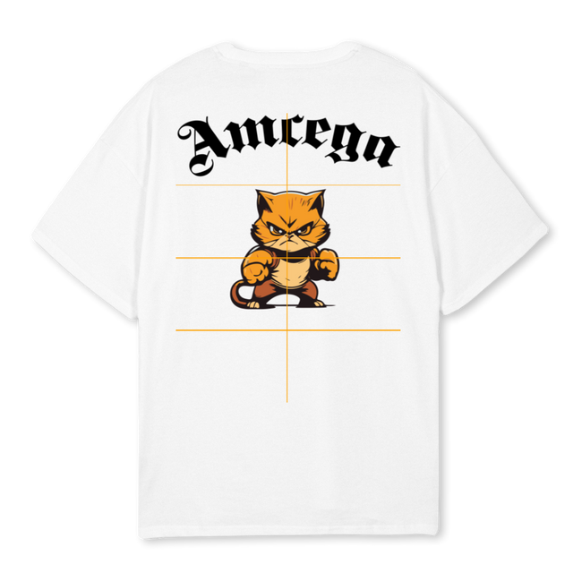 AMCEGACAT White Oversized Tee.