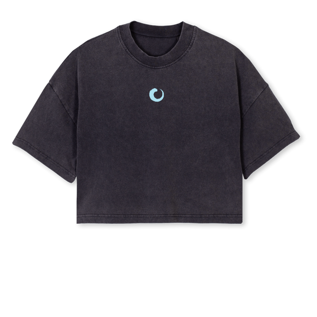 EADAYDÜDOWOMAN Vintage Black Cropped Oversized Tee.