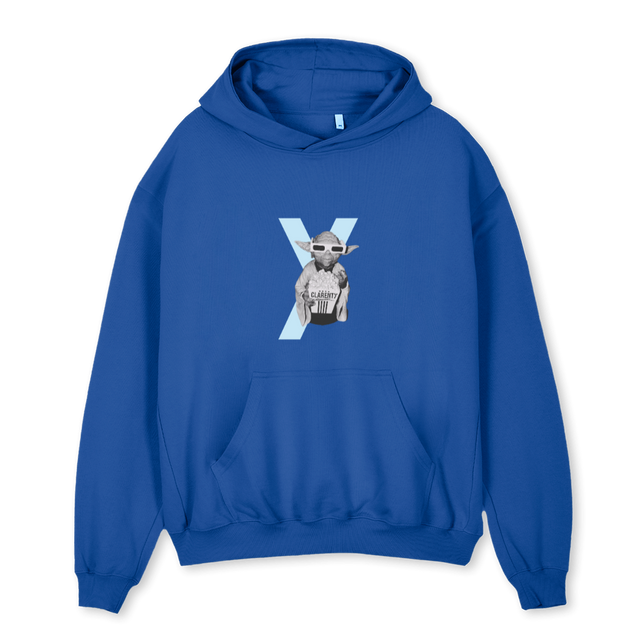 ROYALBLUEYODASTYLE Cobalt Blue Oversized Hoodie.