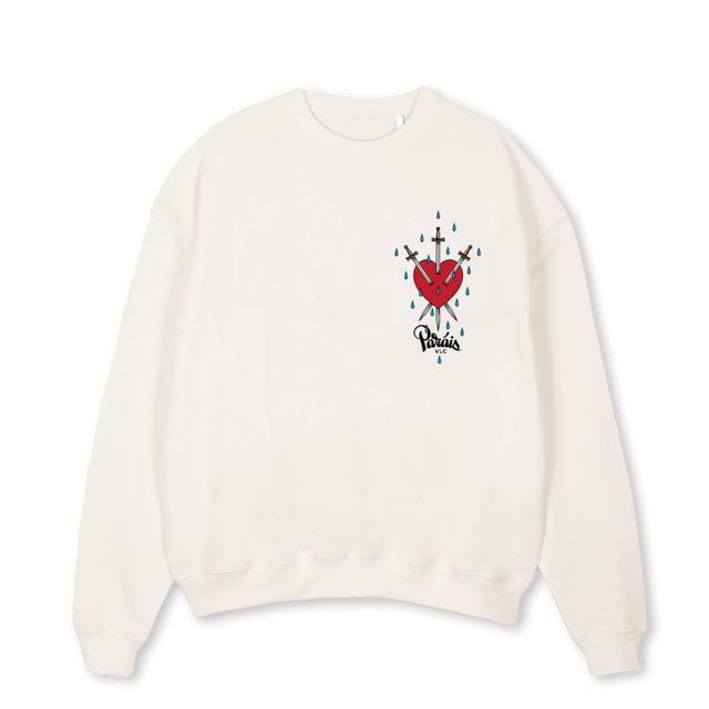 SPADES Vintage White Oversized Crewneck Sweater.