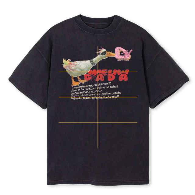 DUCK Vintage Black Oversized Tee.