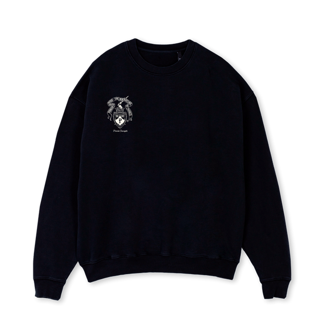 CARMELITES Black Oversized Crewneck Sweater.