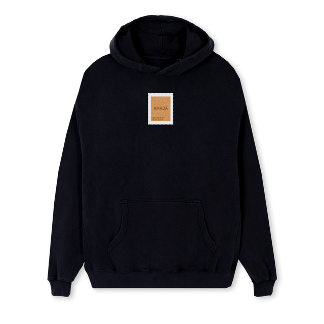 REGHOODIESTAMP Black Regular Hoodie.