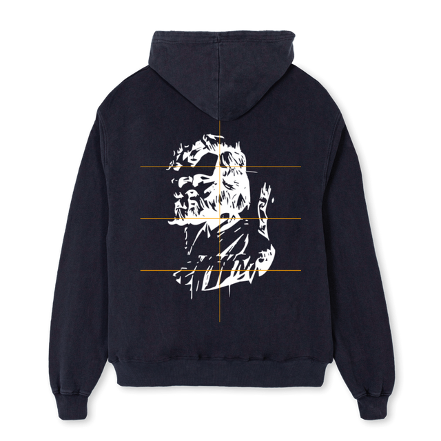 THREEPERSONONEHEAD Vintage Black Oversized Hoodie.