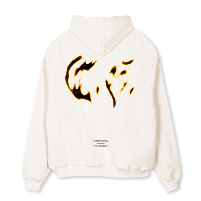 BURNEDLOGOHOODIE Vintage White Oversized Hoodie.
