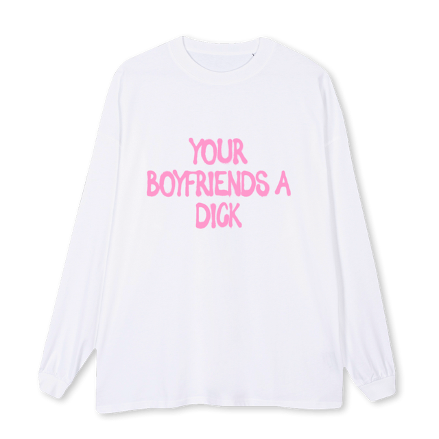 YBAD White Oversized LS Tee.