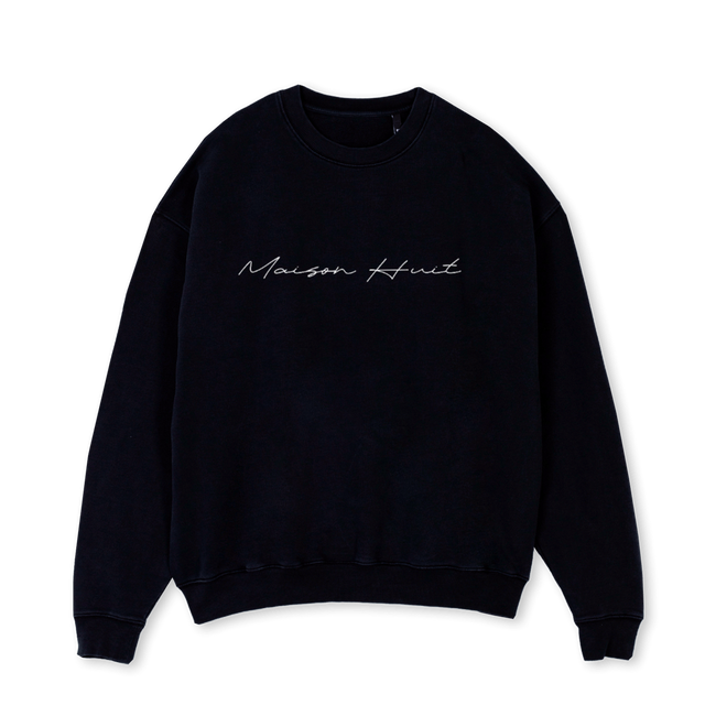 COUTUREFOUR Black Oversized Crewneck Sweater.