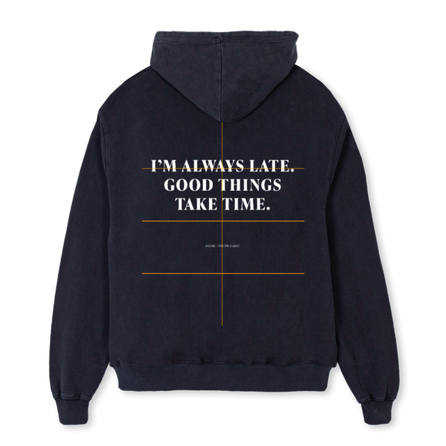 TIME Vintage Black Oversized Hoodie.