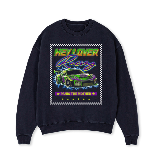RACINGSWEAT Vintage Black Oversized Crewneck Sweater.