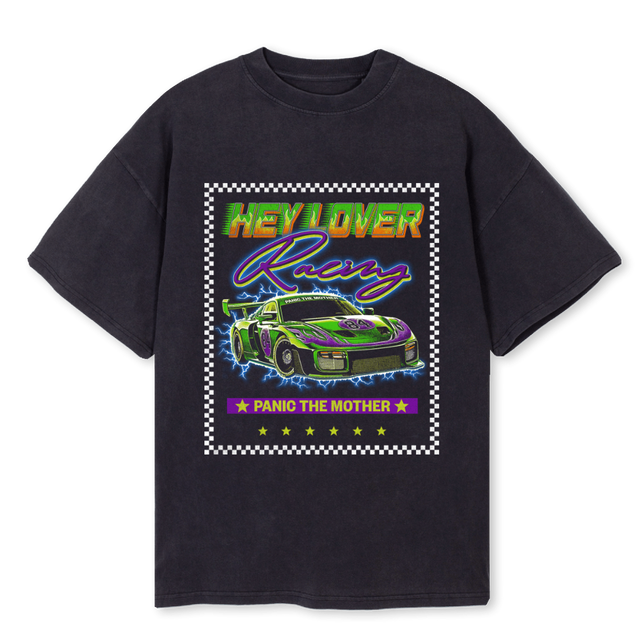RACING Vintage Black Oversized Tee.