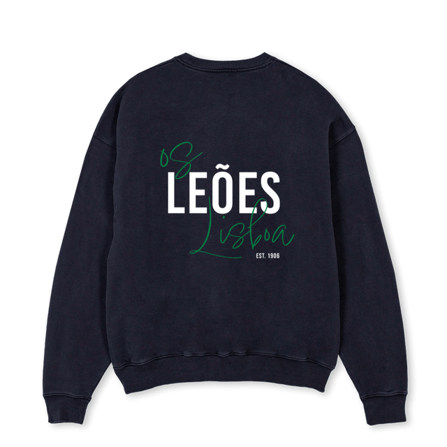 LEOESSWEATERONE2 Vintage Black Oversized Crewneck Sweater.