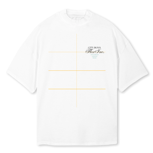 CITYBOYS White Oversized Mock Neck Tee.